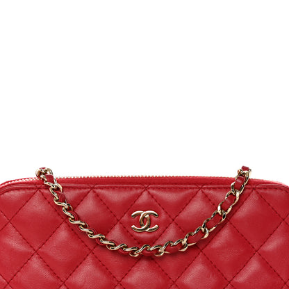 Chanel Lambskin Quilted Small Clutch With Chain Dark Pink 3 of 14