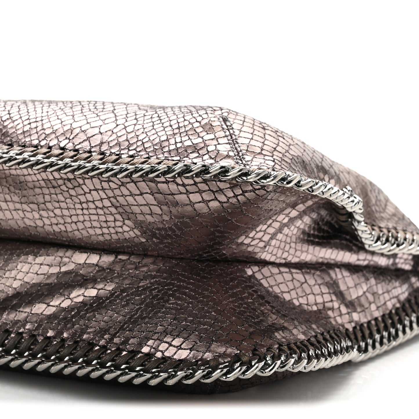 Metallic Snakeskin Print Falabella Tote Ruthenium