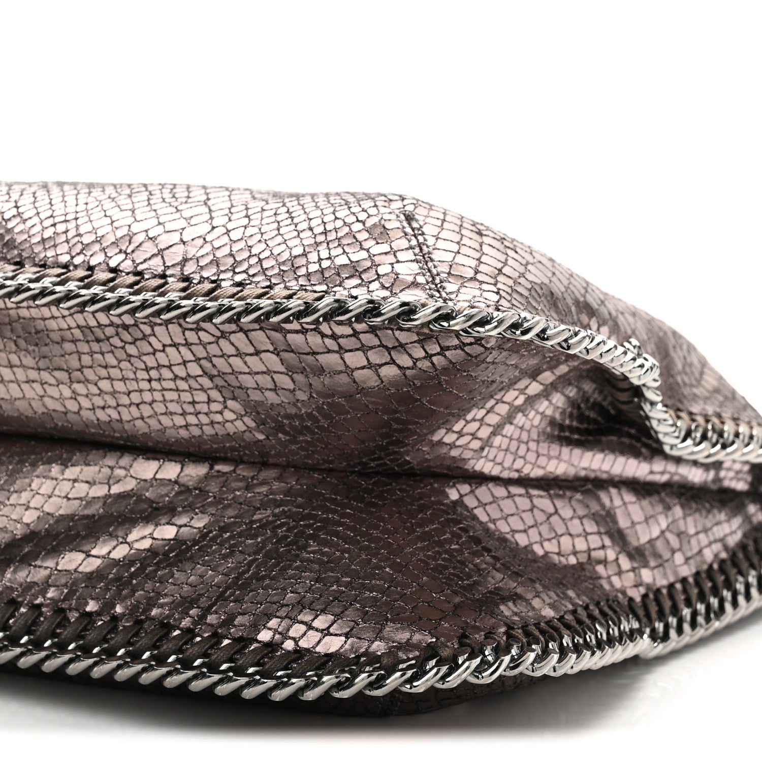 Stella McCartney Metallic Snakeskin Print Falabella Tote Ruthenium 10 of 10