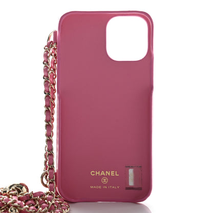 Chanel Lambskin Quilted iPhone XII Case With Chain Pink 5 of 11