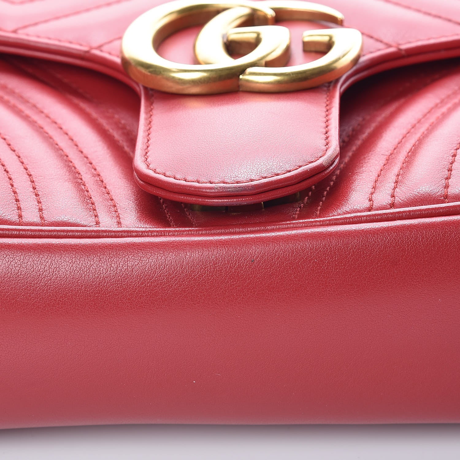 Gucci Calfskin Matelasse Small GG Marmont Shoulder Bag Hibiscus Red 10 of 12