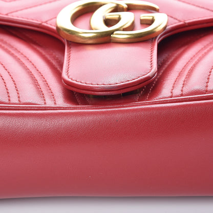 Gucci Calfskin Matelasse Small GG Marmont Shoulder Bag Hibiscus Red 10 of 12