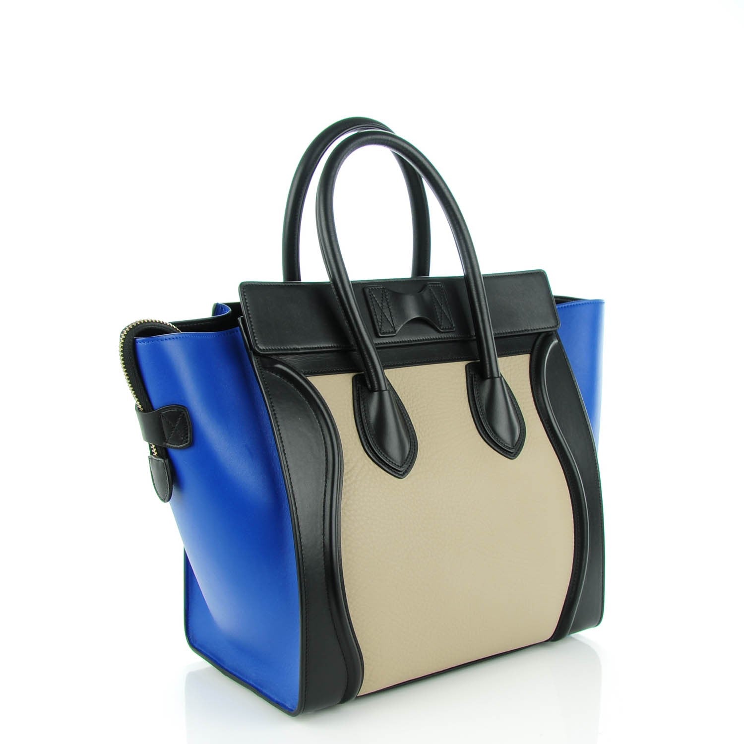 Celine Elephant Calfskin Mini Tri-Color Luggage Beige 3 of 8