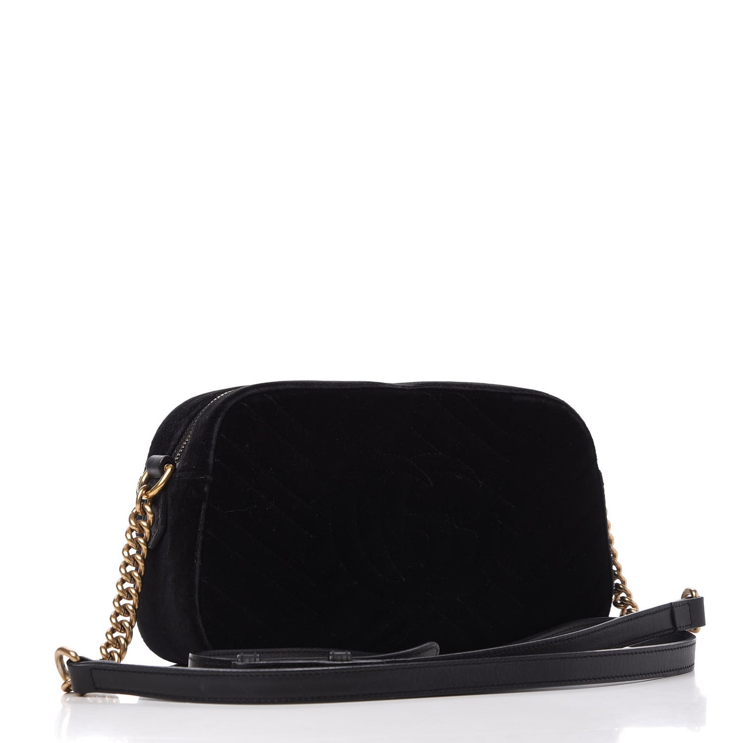 Velvet Matelasse Small GG Marmont Chain Shoulder Bag Black