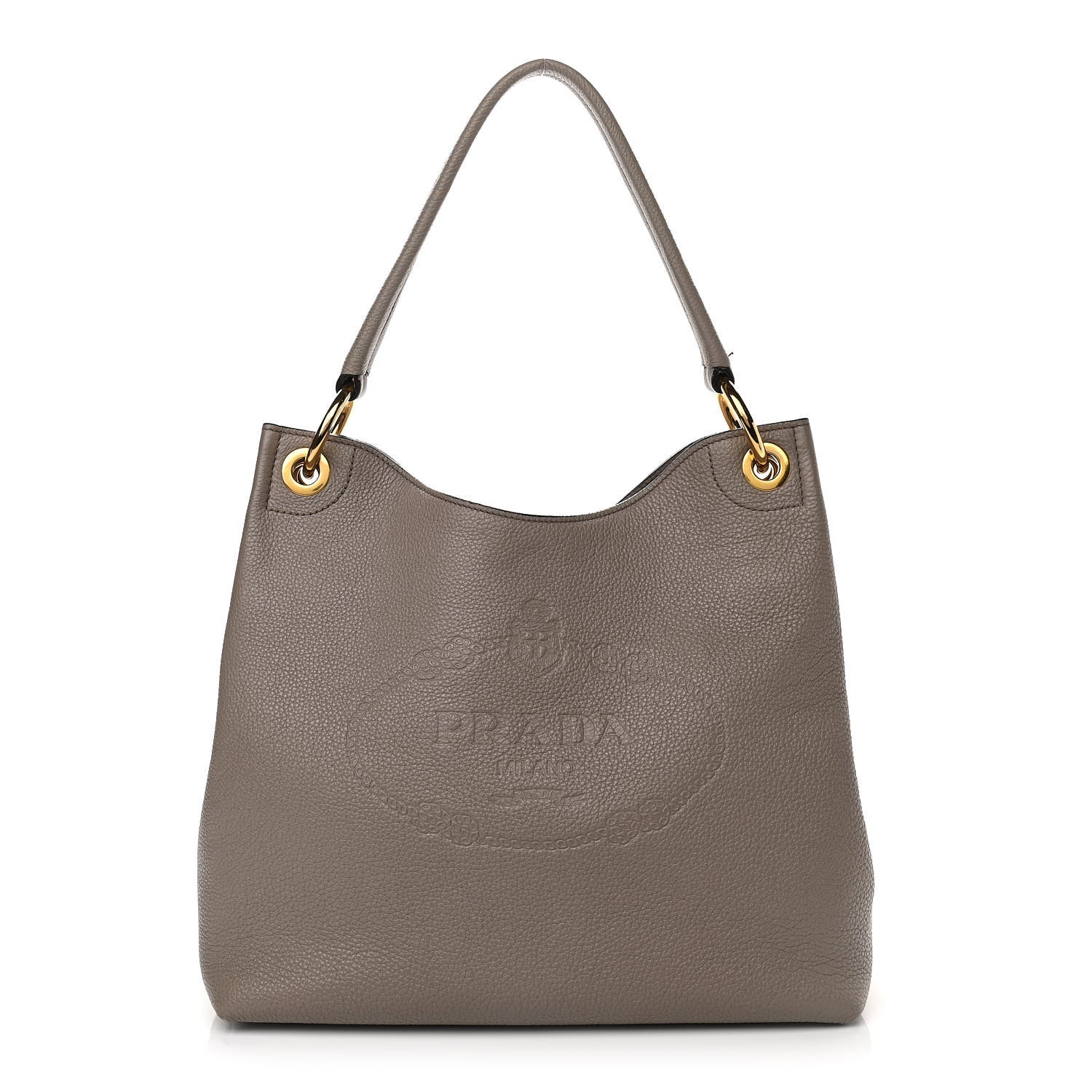 Prada Vitello Phenix Logo Hobo Taupe 1 of 14