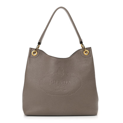 Prada Vitello Phenix Logo Hobo Taupe 1 of 14