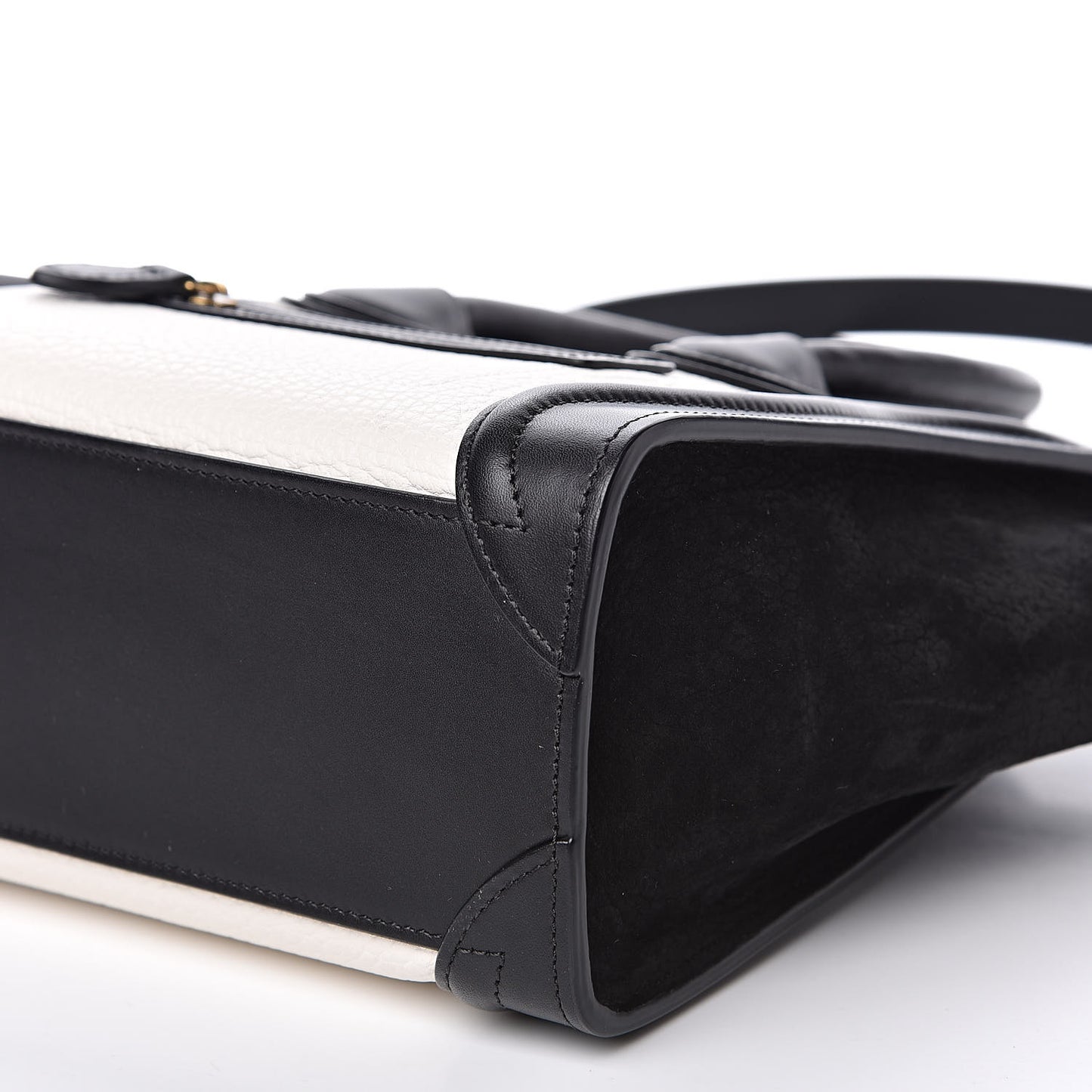Bullhide Calfskin Nubuck Bi-Color Nano Luggage Black White