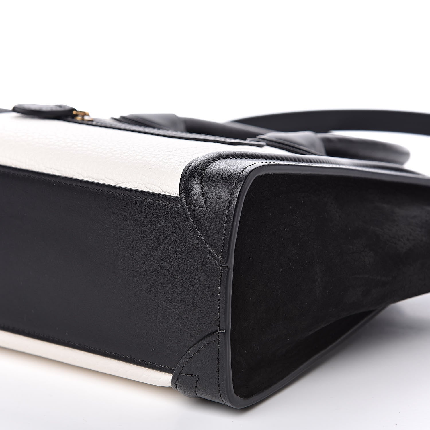 Celine Bullhide Calfskin Nubuck Bi-Color Nano Luggage Black White 9 of 10