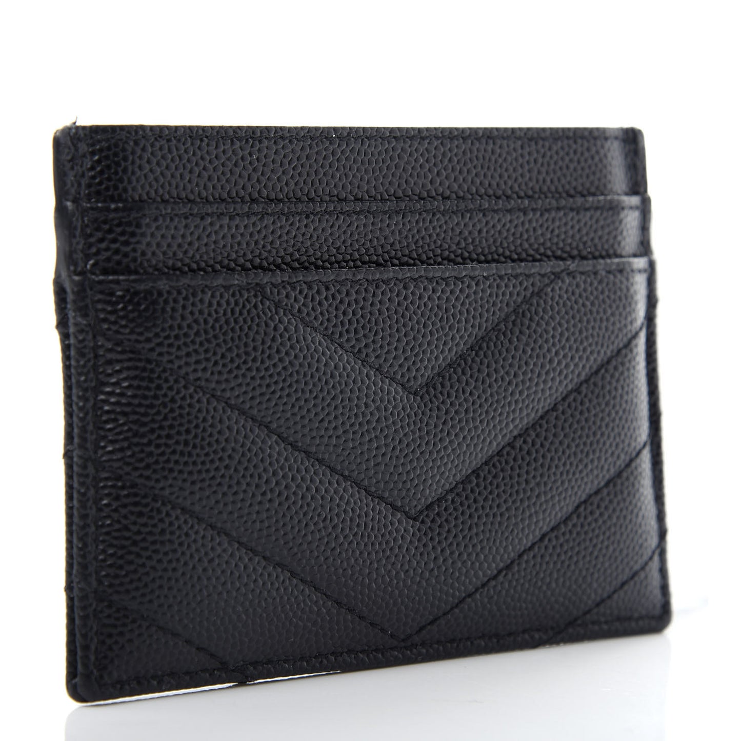 Grain De Poudre Matelasse Chevron Monogram Credit Card Case Black