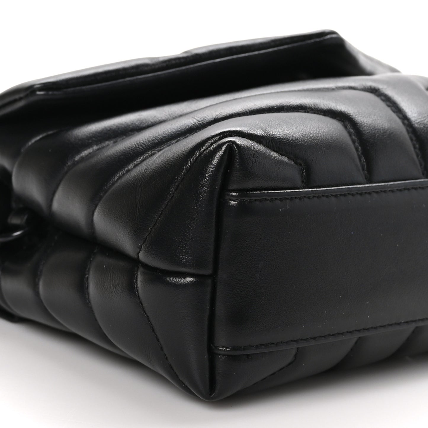 Calfskin Y Quilted Monogram Monochrome Toy Loulou Crossbody Bag Black