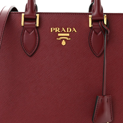 Prada Saffiano Soft Calfskin Small Zippered Tote Cerise 7 of 12