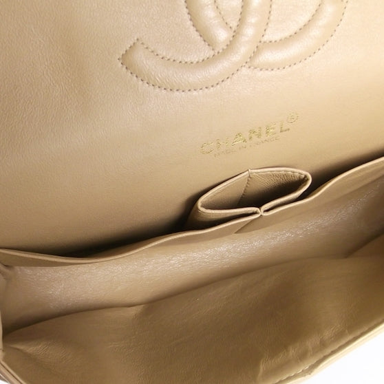 Lambskin Medium Double Flap Beige