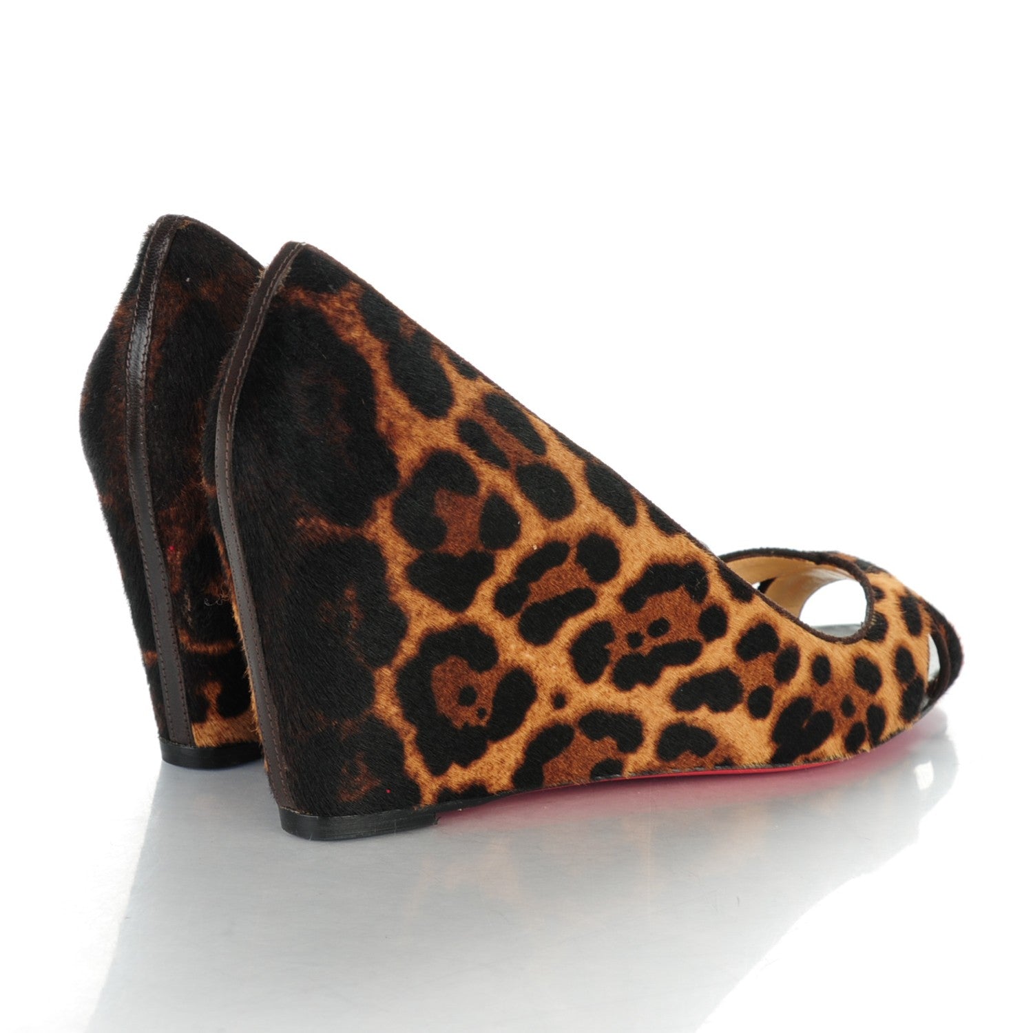 Christian Louboutin Pony Hair Riveto 70 Wedges 41 Leopard Luxor 4 of 7