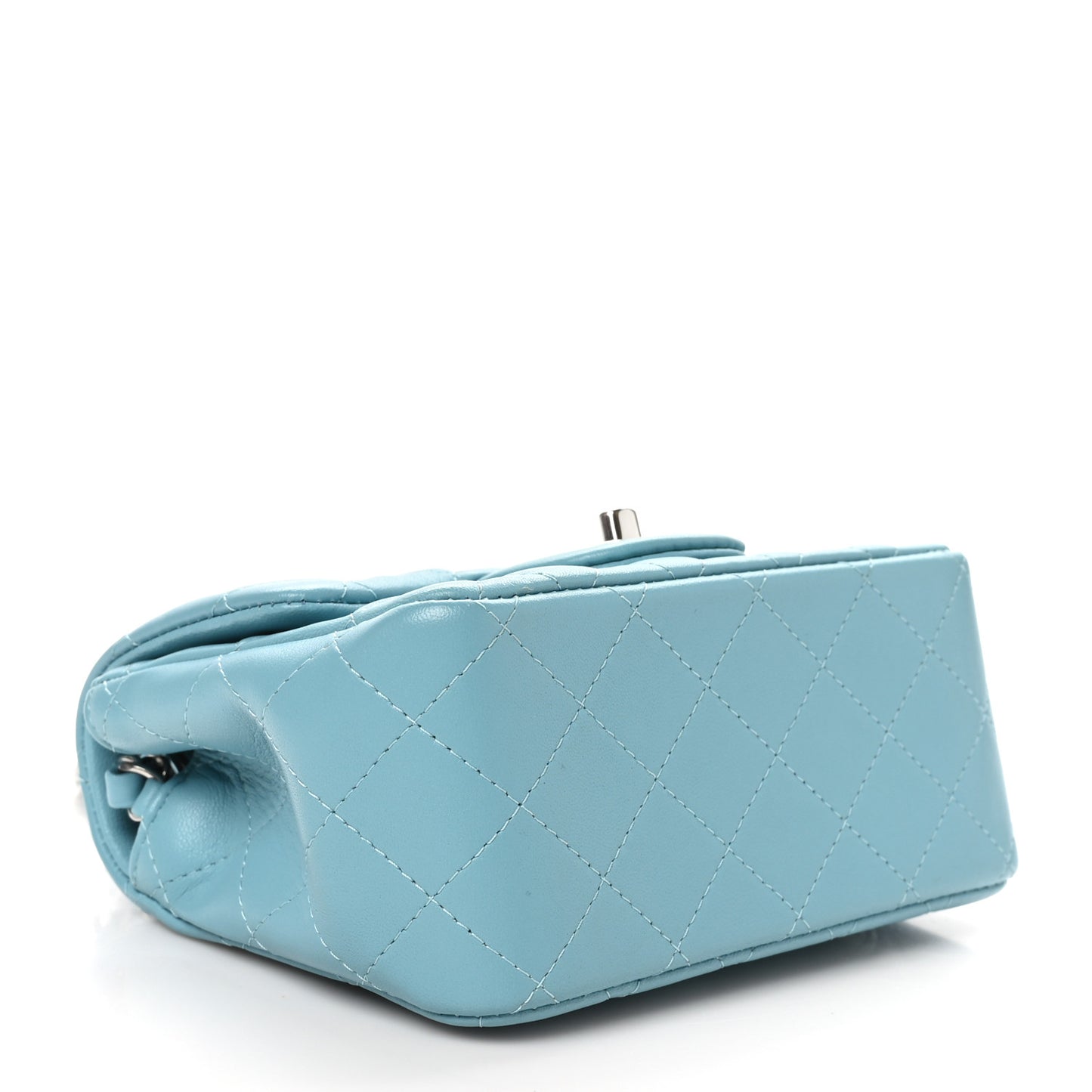 Lambskin Quilted Mini Square Flap Light Blue