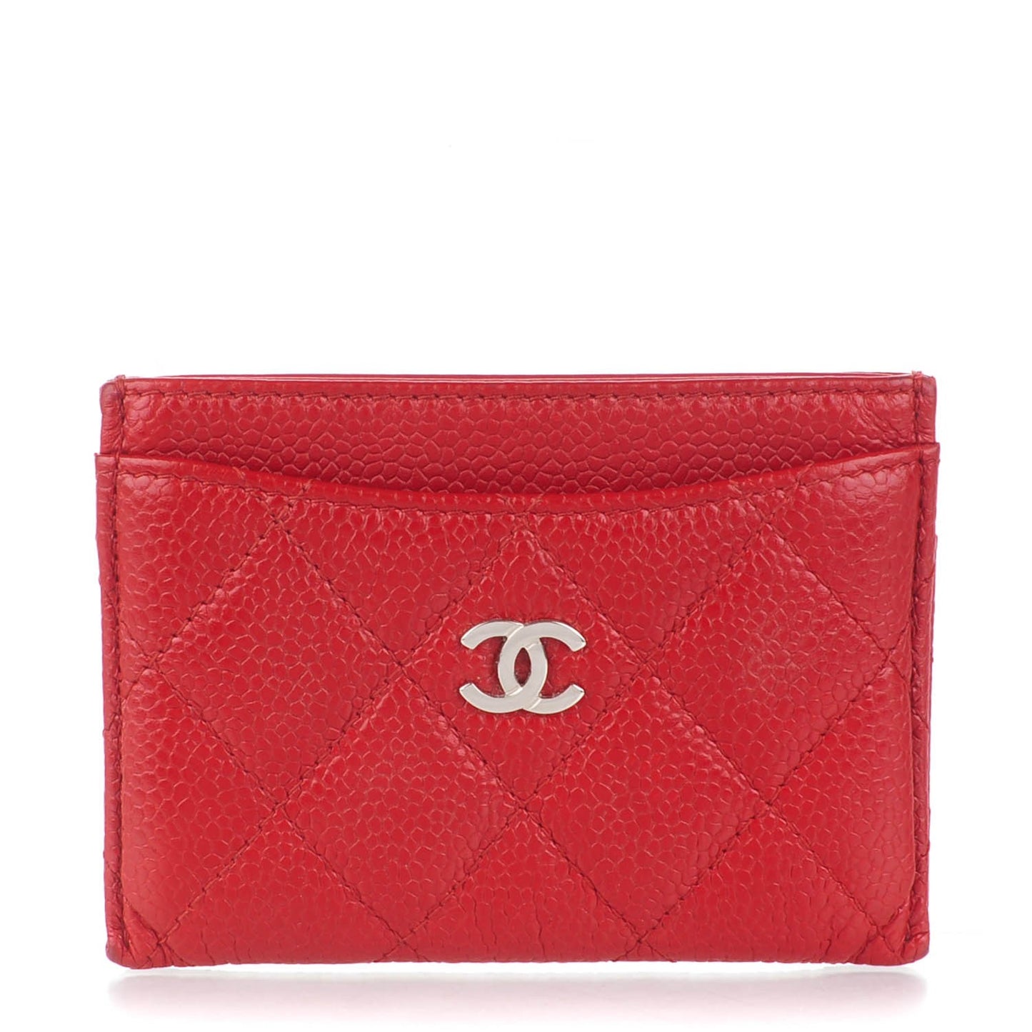Caviar Quilted Card Holder Red