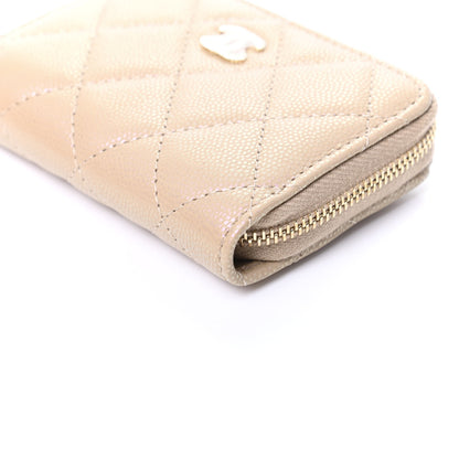 Chanel Iridescent Caviar Quilted Zip Around Coin Purse Beige 9 of 10