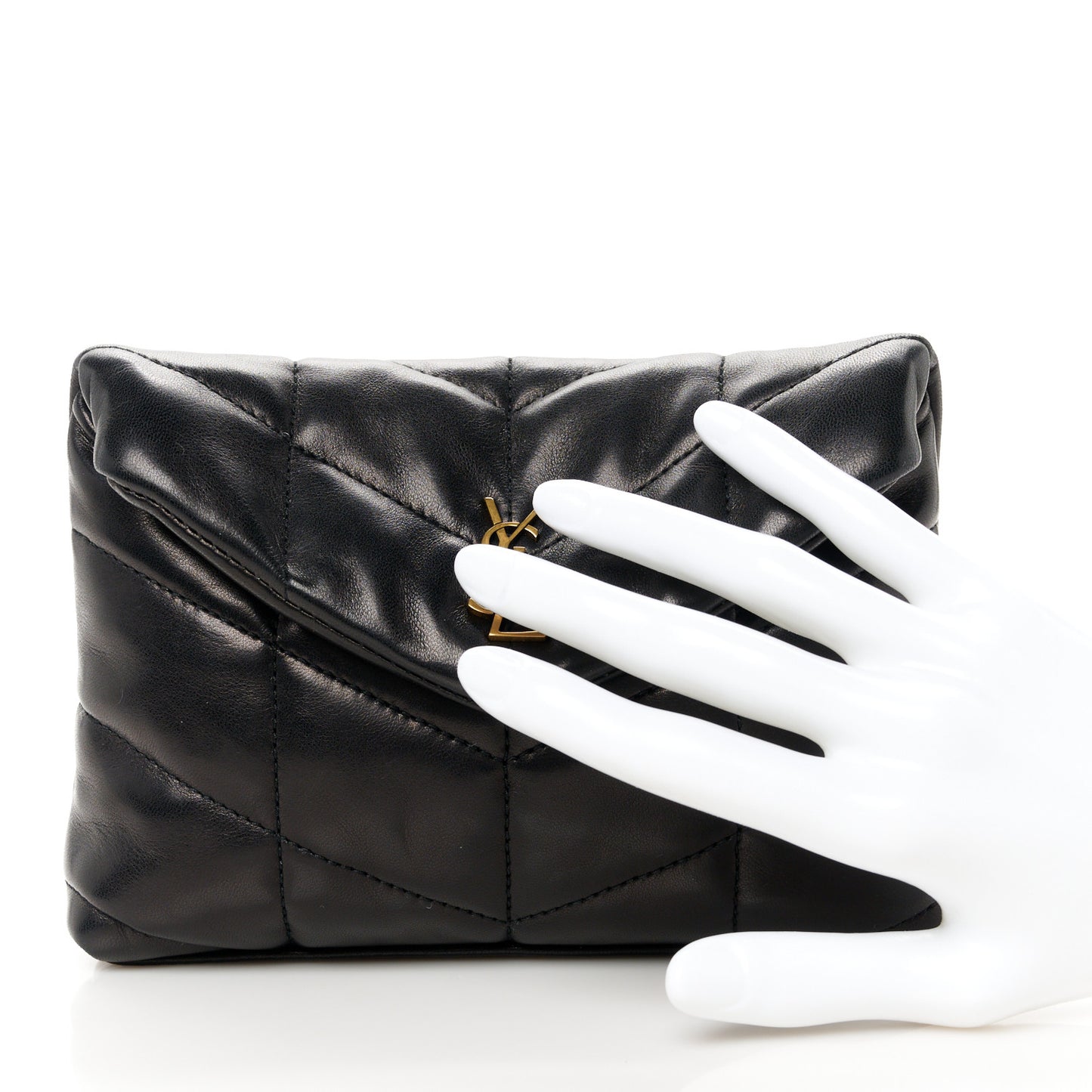 Lambskin Monogram Loulou Puffer Pouch Clutch Black