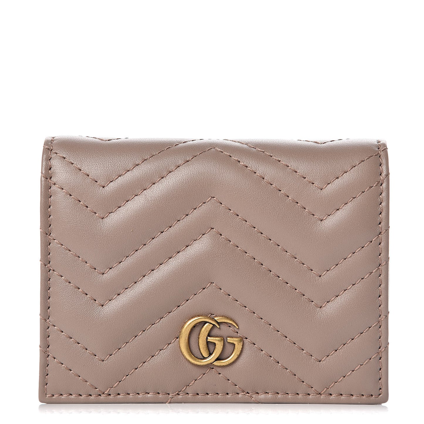 Calfskin Matelasse GG Marmont Card Case Wallet Porcelain Rose