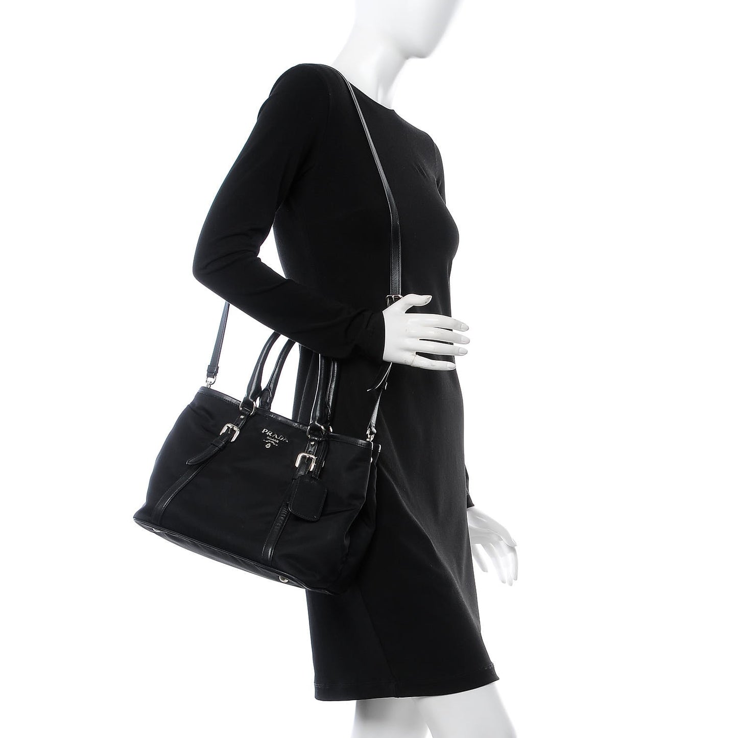 Tessuto Nylon Soft Calf Tote Nero Black