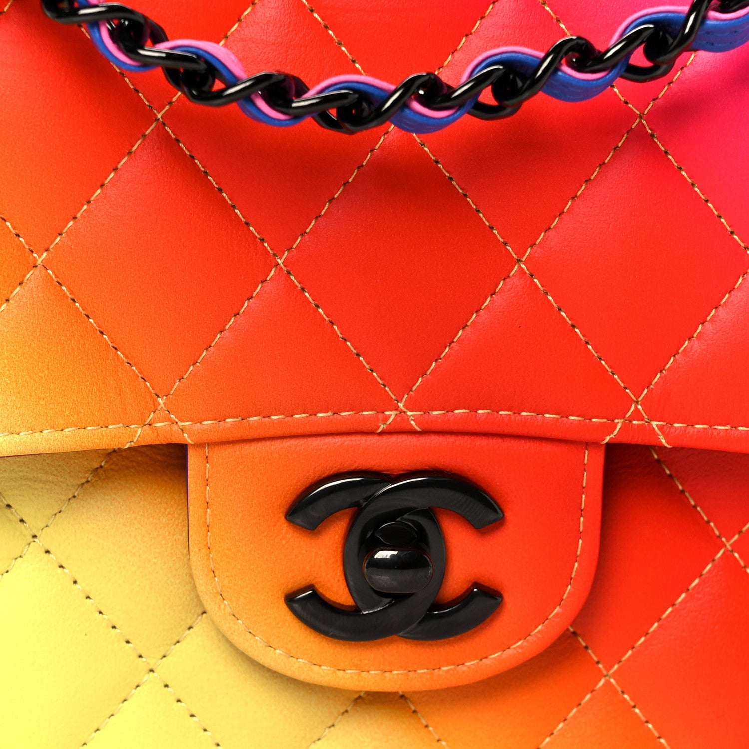Chanel Calfskin Quilted Medium Rainbow Double Flap Multicolor 9 of 11