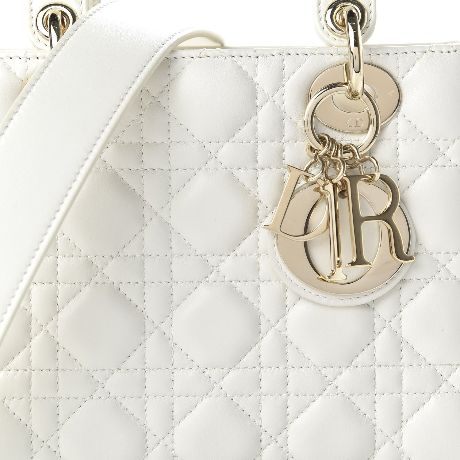 Christian Dior Lambskin Cannage Small My ABCDior Lady Dior White 9 of 12