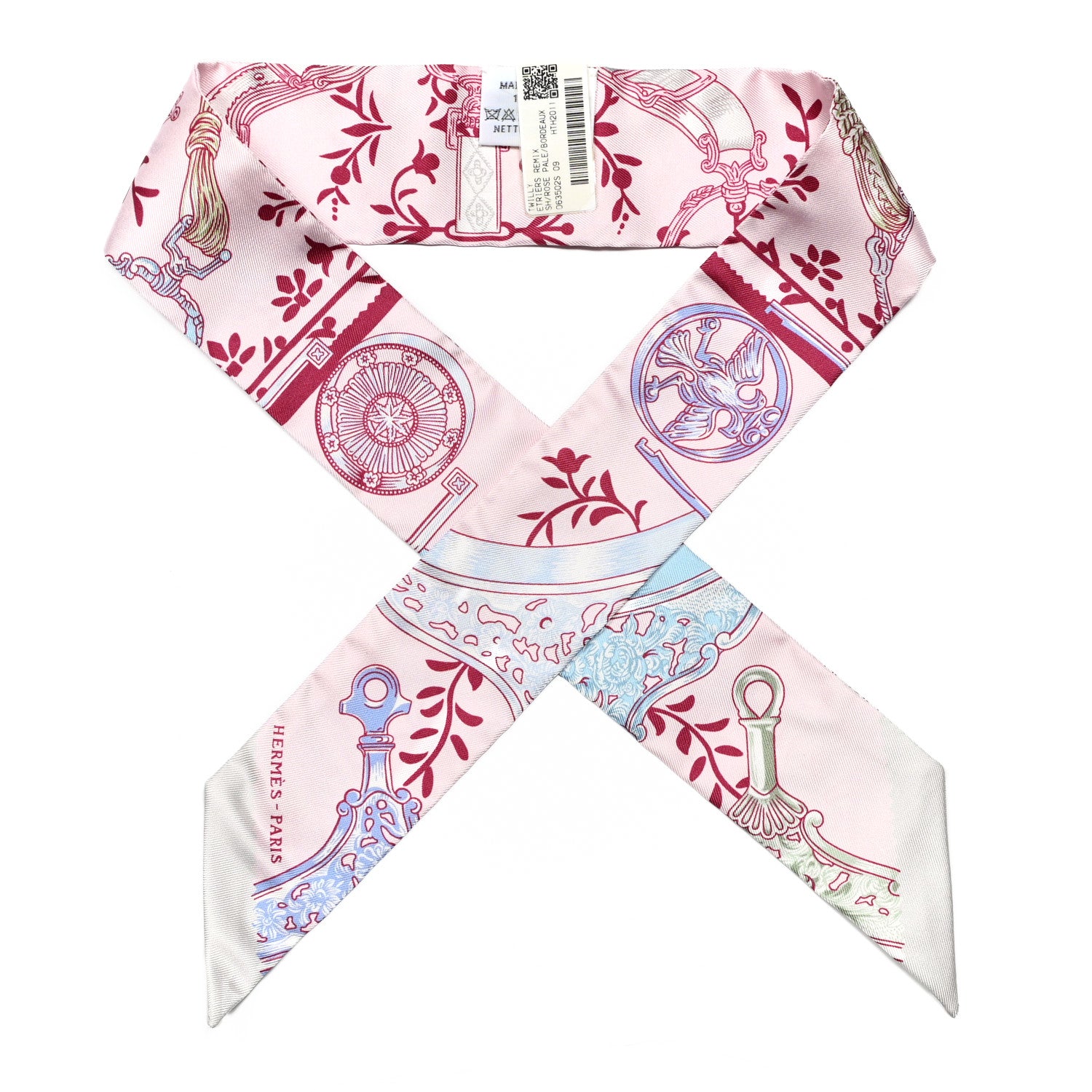 Hermes Silk Etriers Remix Twilly Rose Pale Bordeaux 1 of 4