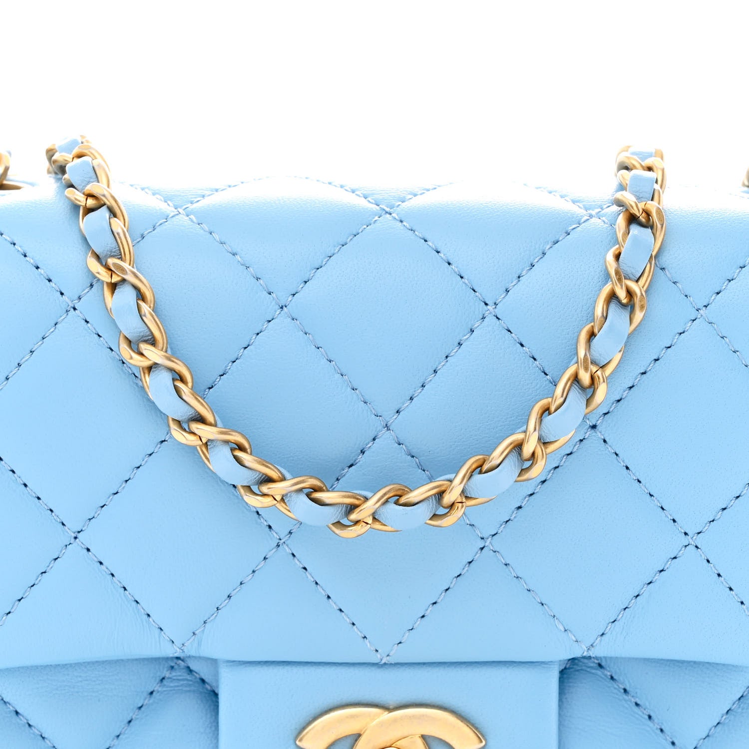Chanel Lambskin Quilted Mini Pearl Crush Flap Light Blue 1789569