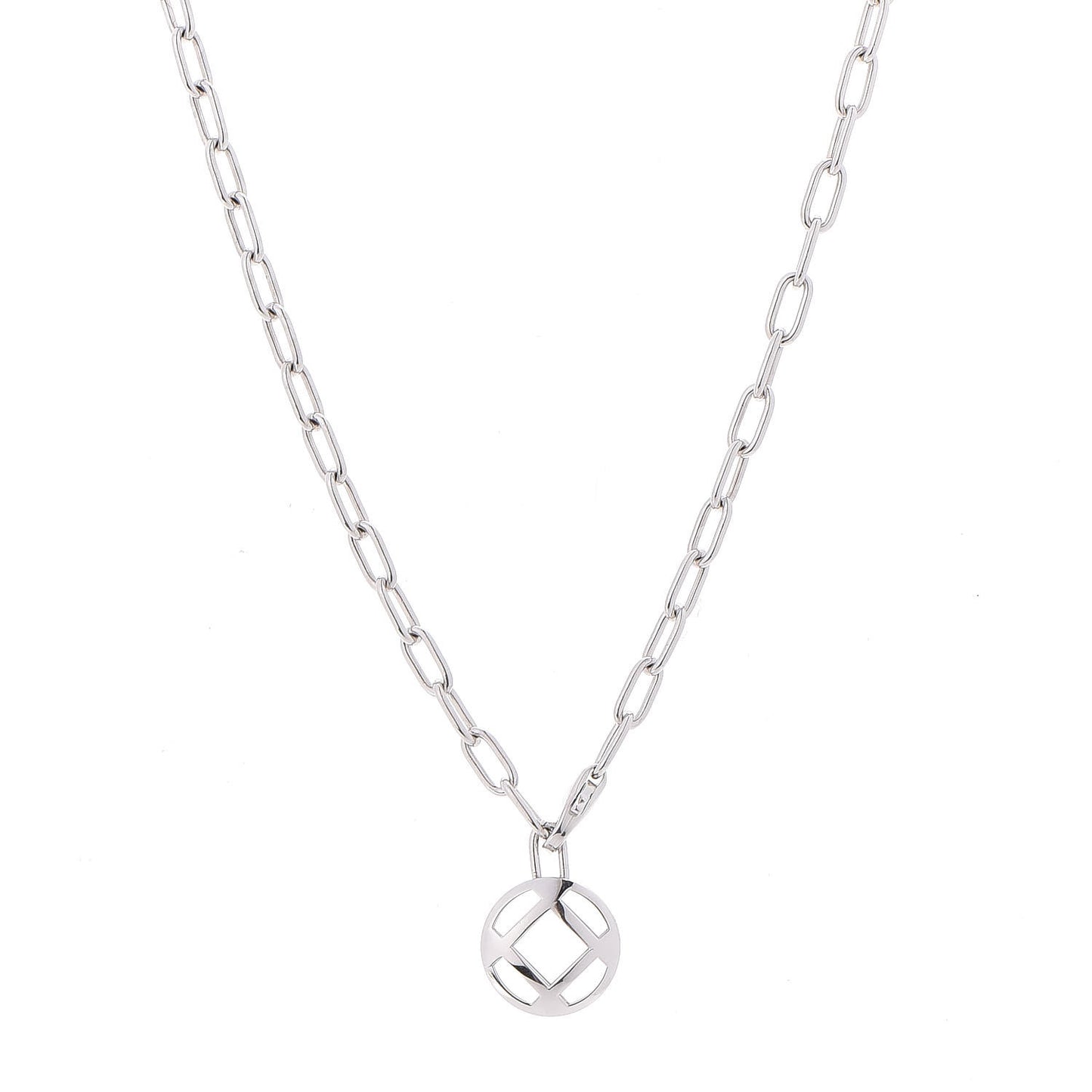 18K White Gold Spartacus Chain Pasha Pendant Necklace