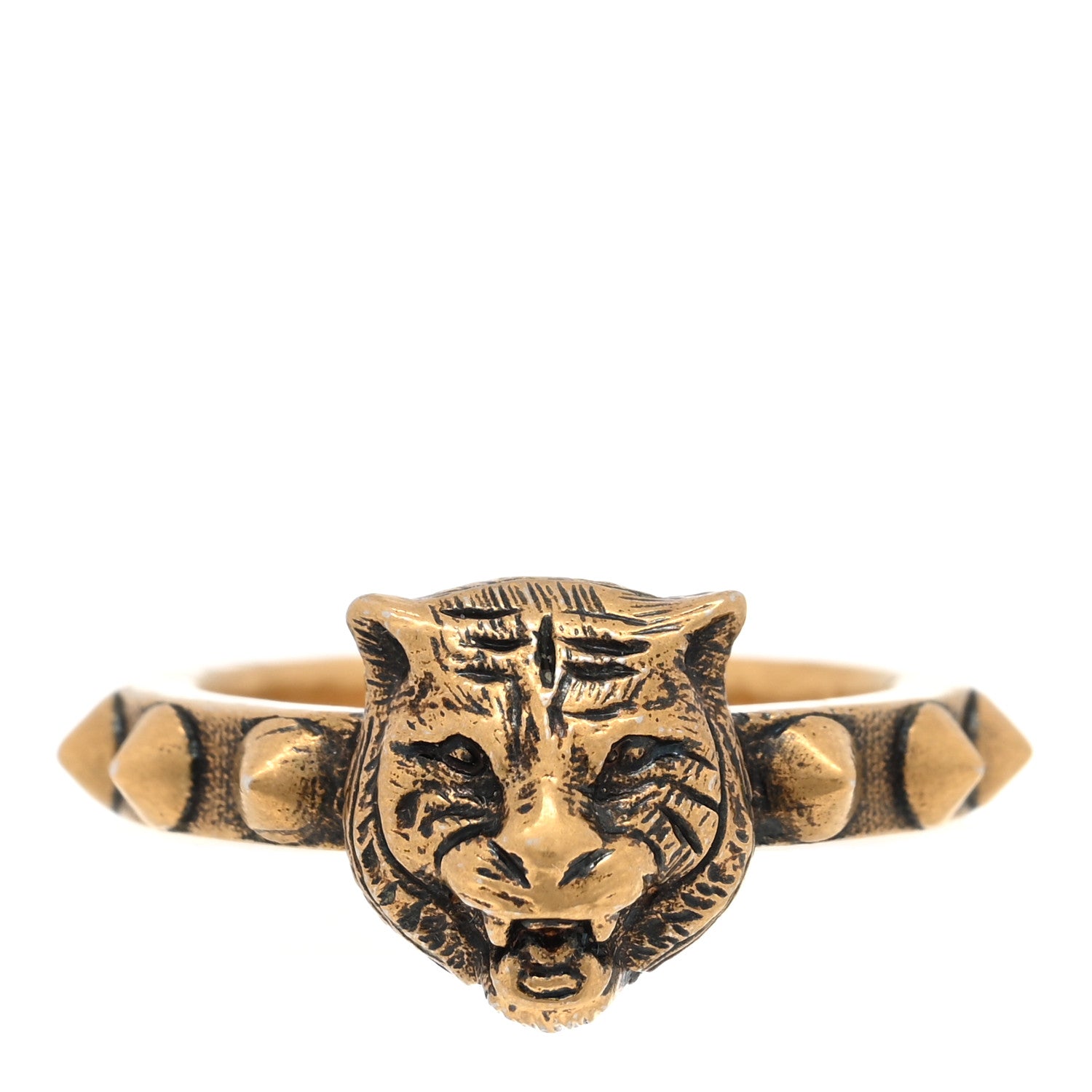 Gucci Feline Head Ring 70 13 Aged Gold 1 of 4