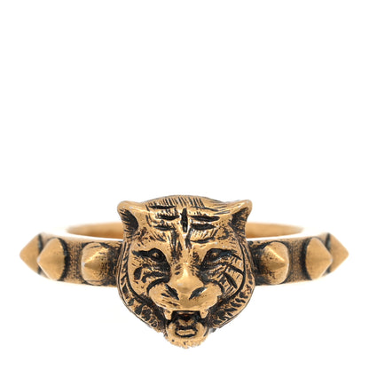 Gucci Feline Head Ring 70 13 Aged Gold 1 of 4
