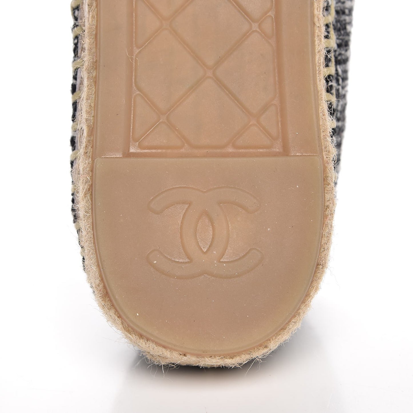 Metallic Tweed Lambskin CC Espadrilles 38 Black Silver