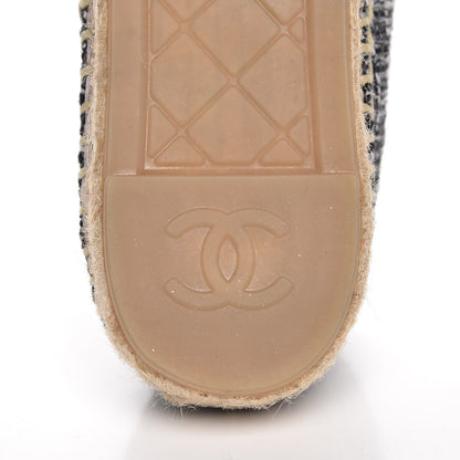Chanel Metallic Tweed Lambskin CC Espadrilles 38 Black Silver 6 of 10