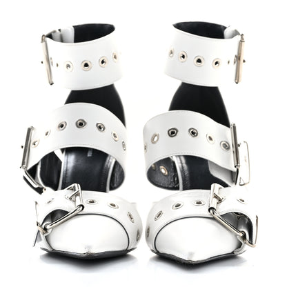 Balenciaga Shiny Kidskin Point Toe Buckle Pumps 37.5 White 3 of 11