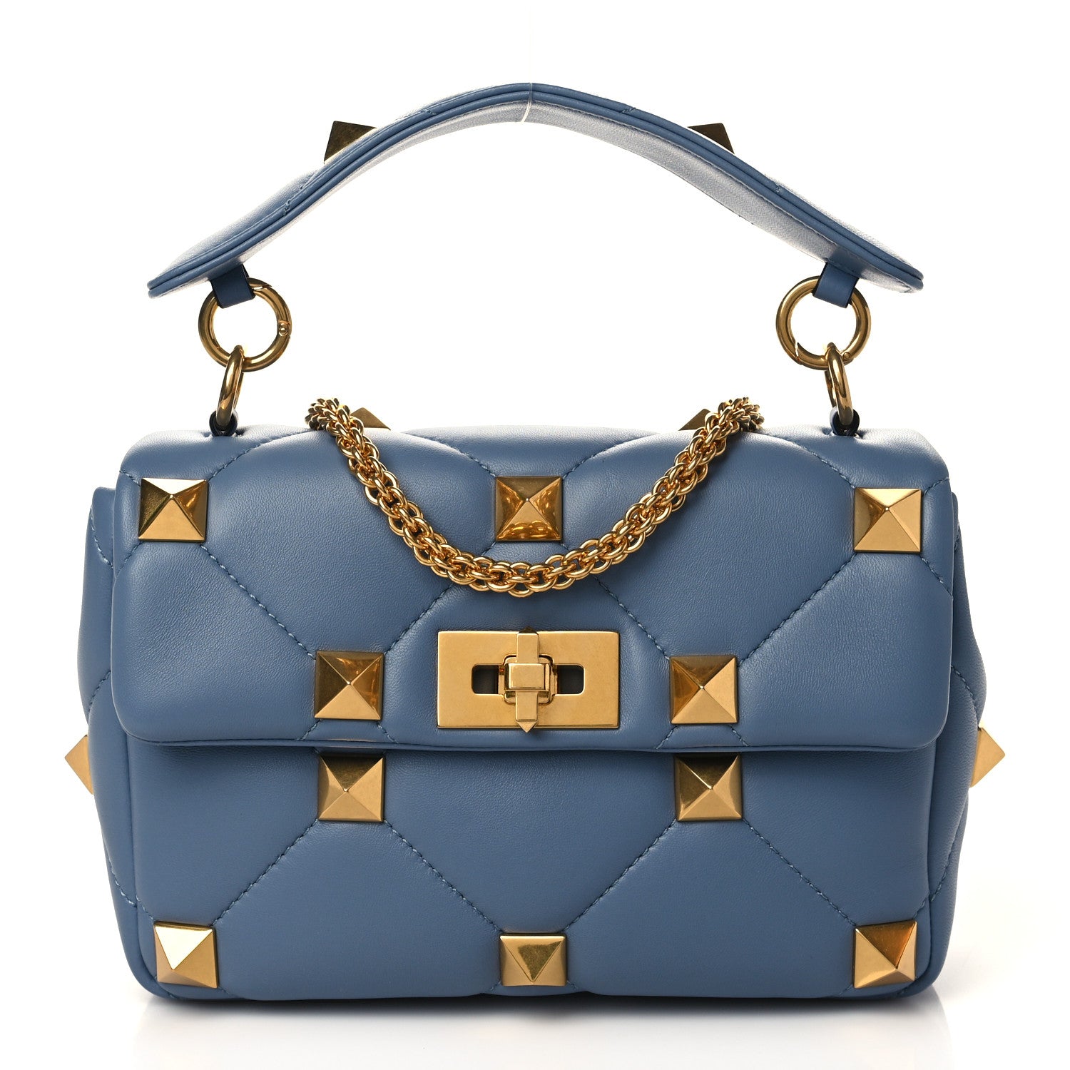 Valentino Garavani Nappa Medium Roman Stud Shoulder Bag Niagara 1 of 8