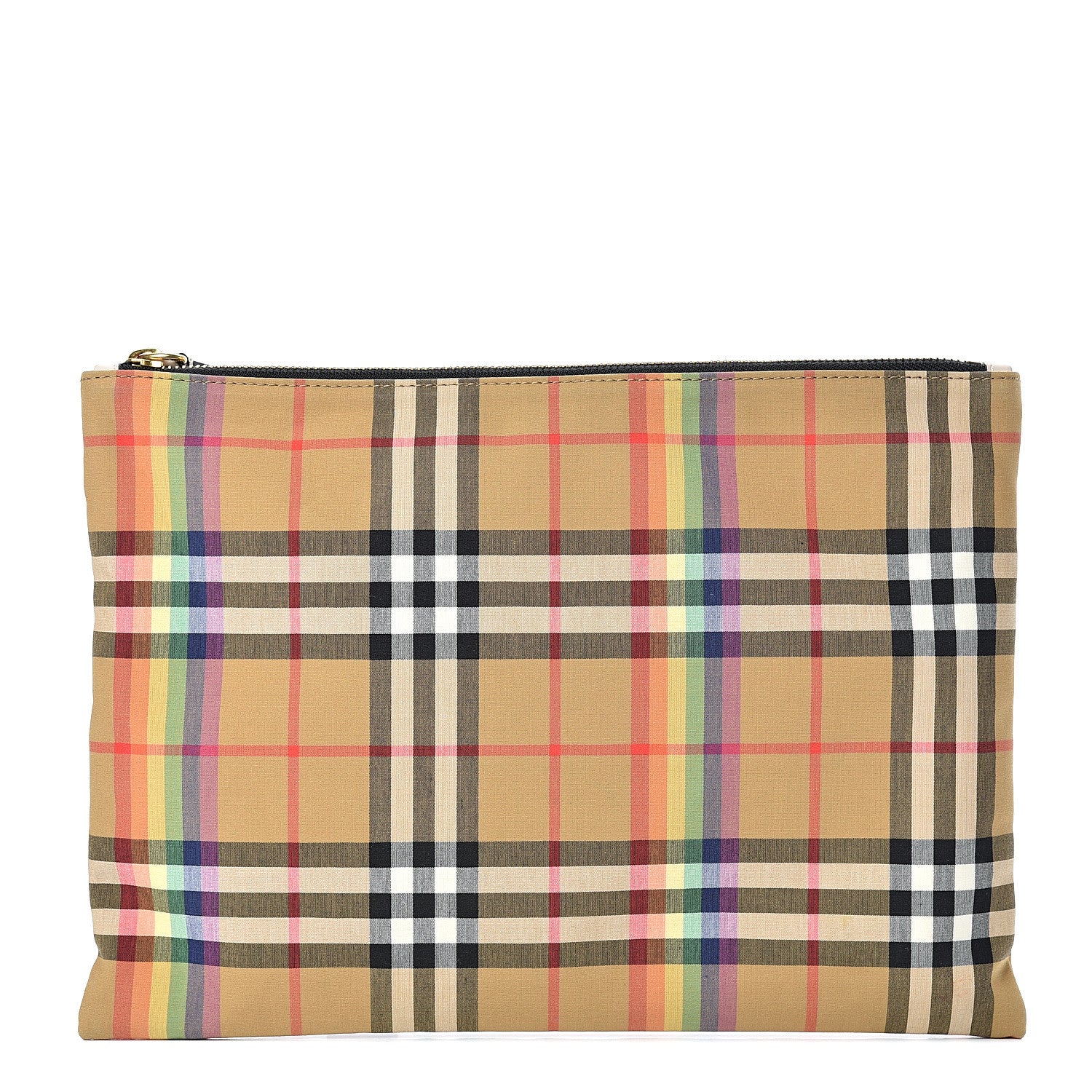 Burberry Vintage Rainbow Check Zip Pouch Antique Yellow 1 of 7