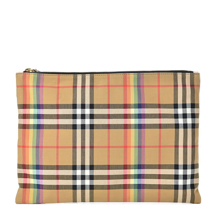 Burberry Vintage Rainbow Check Zip Pouch Antique Yellow 1 of 7