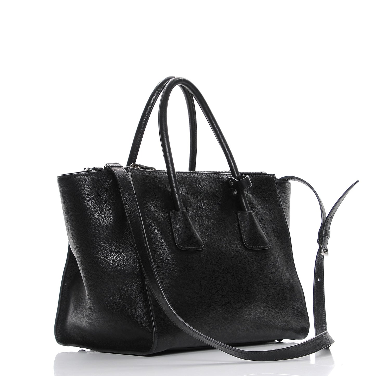 Glace Calf Twin Pocket Tote Nero Black
