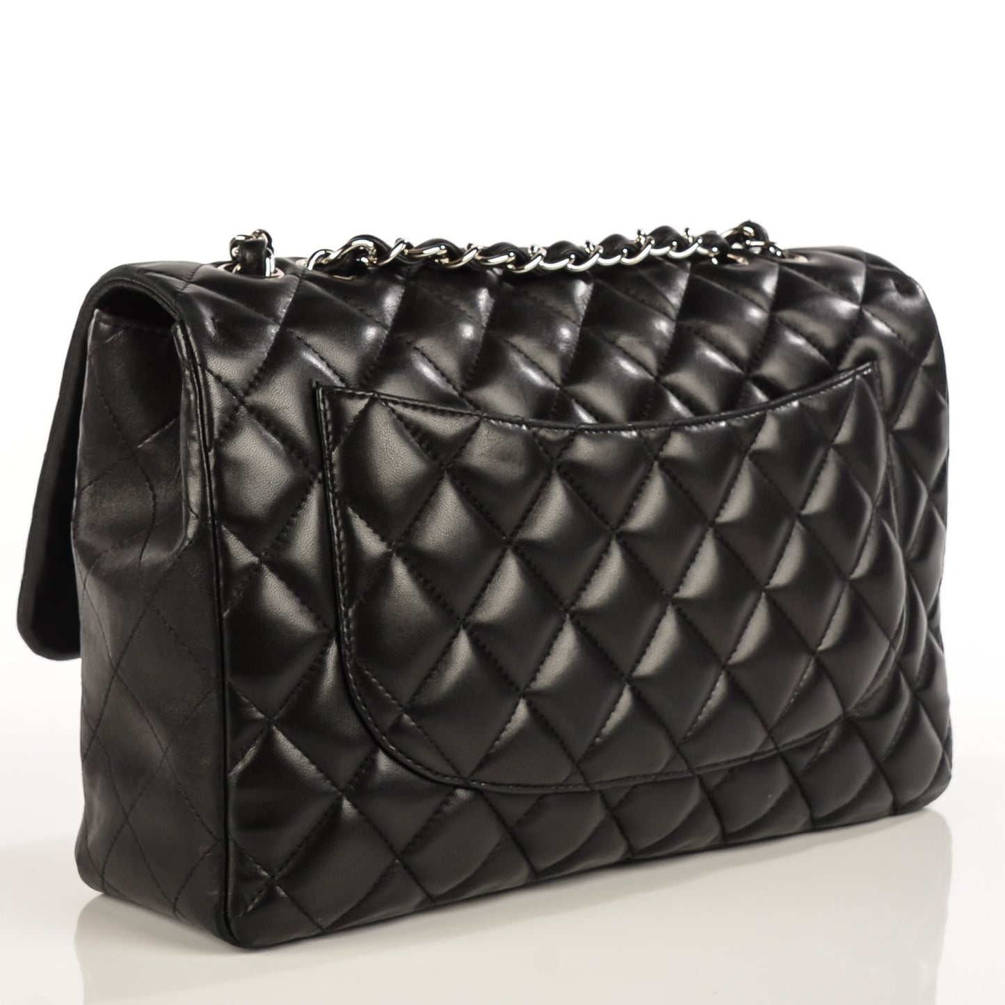 Lambskin Quilted Jumbo Single Flap Black