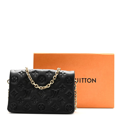 Louis Vuitton Lambskin Embossed Monogram Pochette Coussin Black 10 of 10