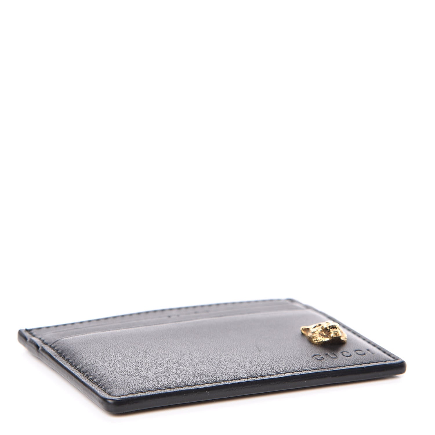 Gucci Calfskin Feline Card Holder Black 4 of 7