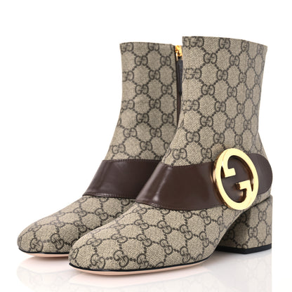 Gucci GG Supreme Monogram Malaga Kid Blondie 55mm Ankle Boots 39.5 Beige Ebony New Acero 3 of 10