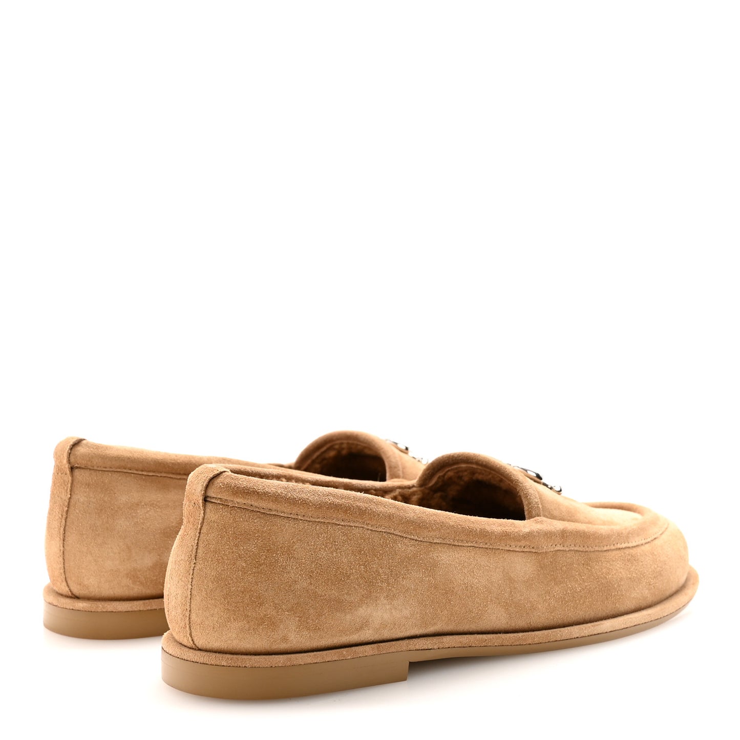 Suede Calfskin CC Loafers 38.5 Dark Beige