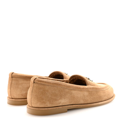 Chanel Suede Calfskin CC Loafers 38.5 Dark Beige 5 of 10