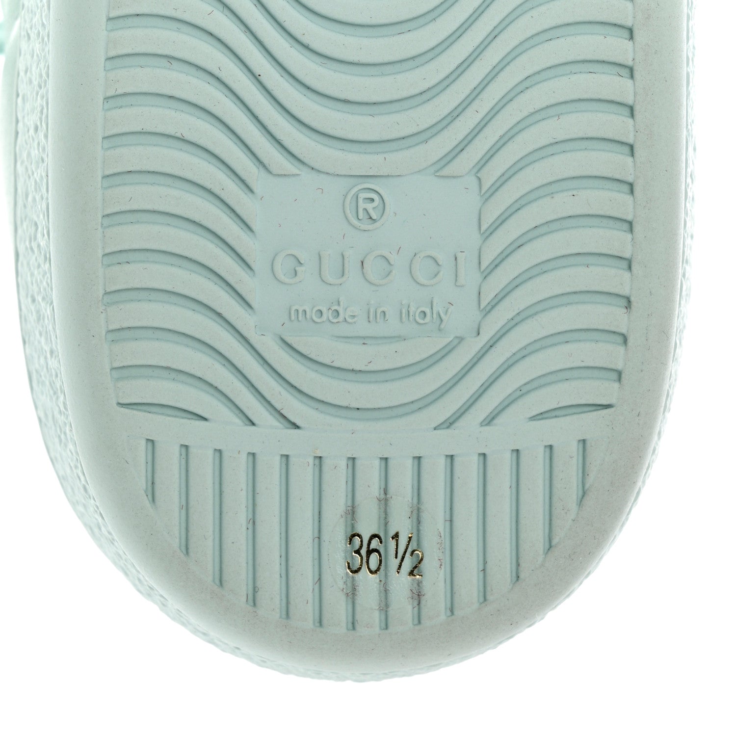 Gucci Calfskin Interlocking G Perforated Womens Ace Sneakers 36.5 Water Green Synthetic Green Garden 8 of 9