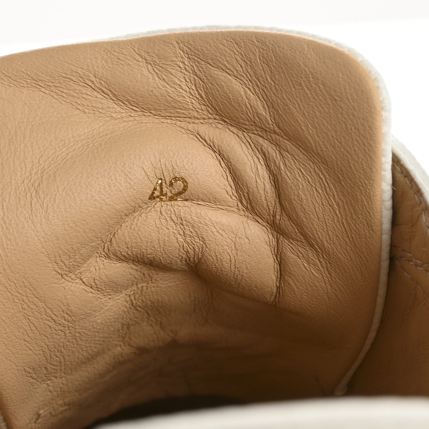 Grained Calfskin Rantulow Flat Sneakers 42 Latte