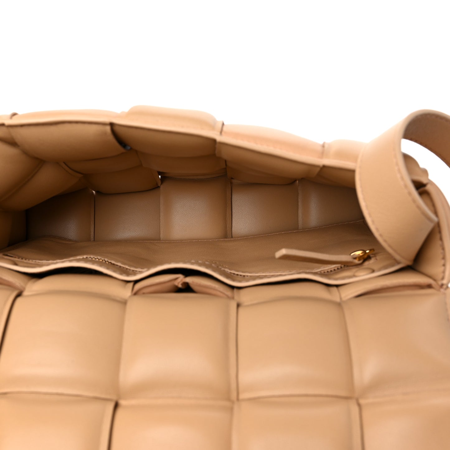 Nappa Maxi Intreccio Padded Cassette Crossbody Bag Almond