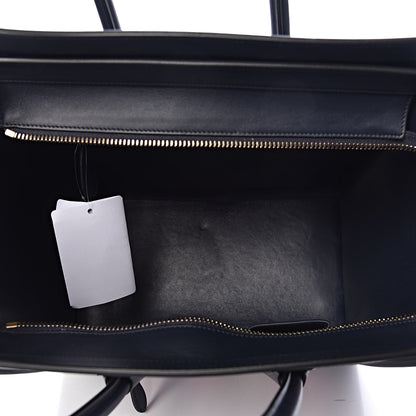 Celine Smooth Calfskin Striped Cotton Canvas Mini Luggage Navy Blue 5 of 11
