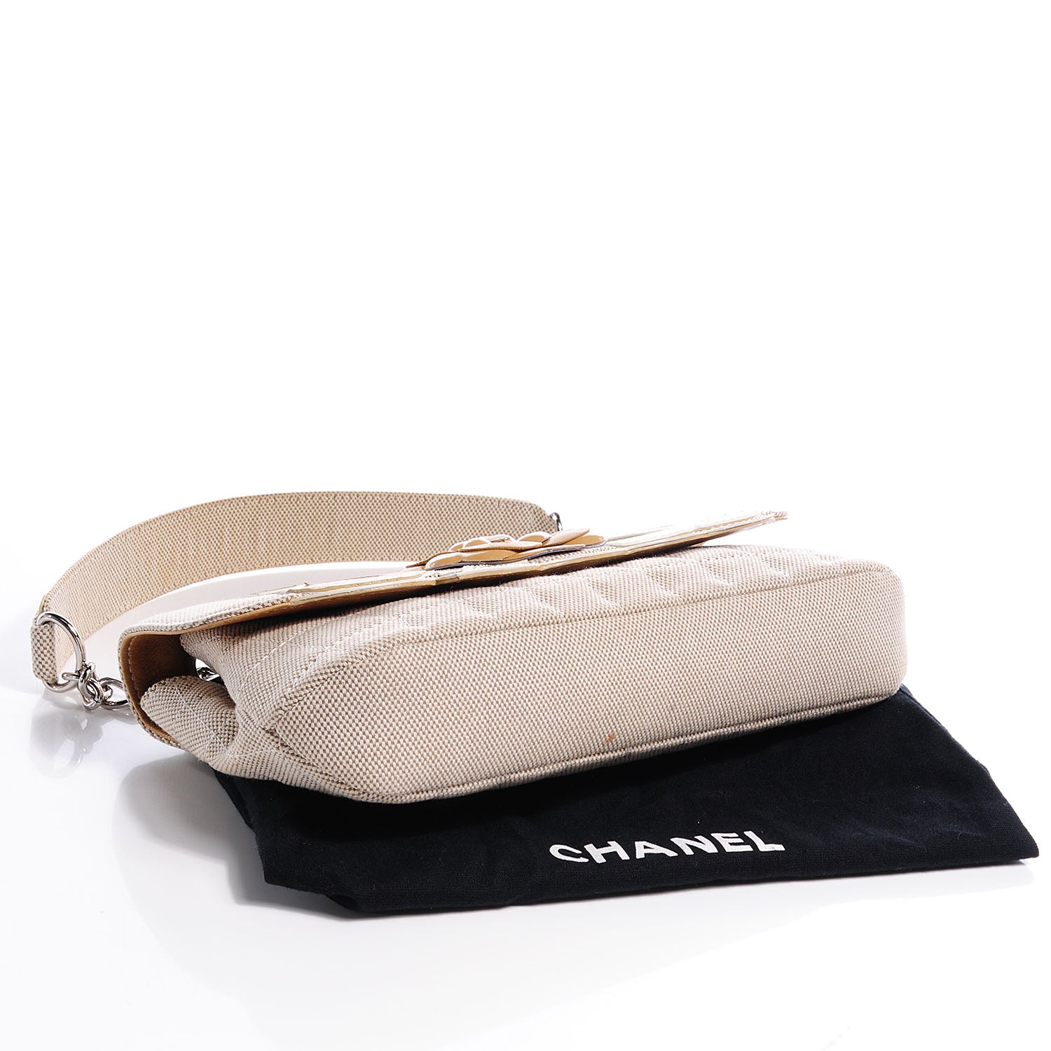 Chanel Canvas Camellia N°5 Flap Beige 4 of 7