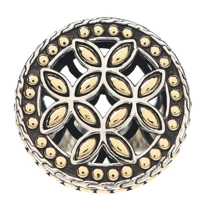 John Hardy Sterling Silver 18K Yellow Gold Kawung Coin Ring 56 7.5 1 of 5