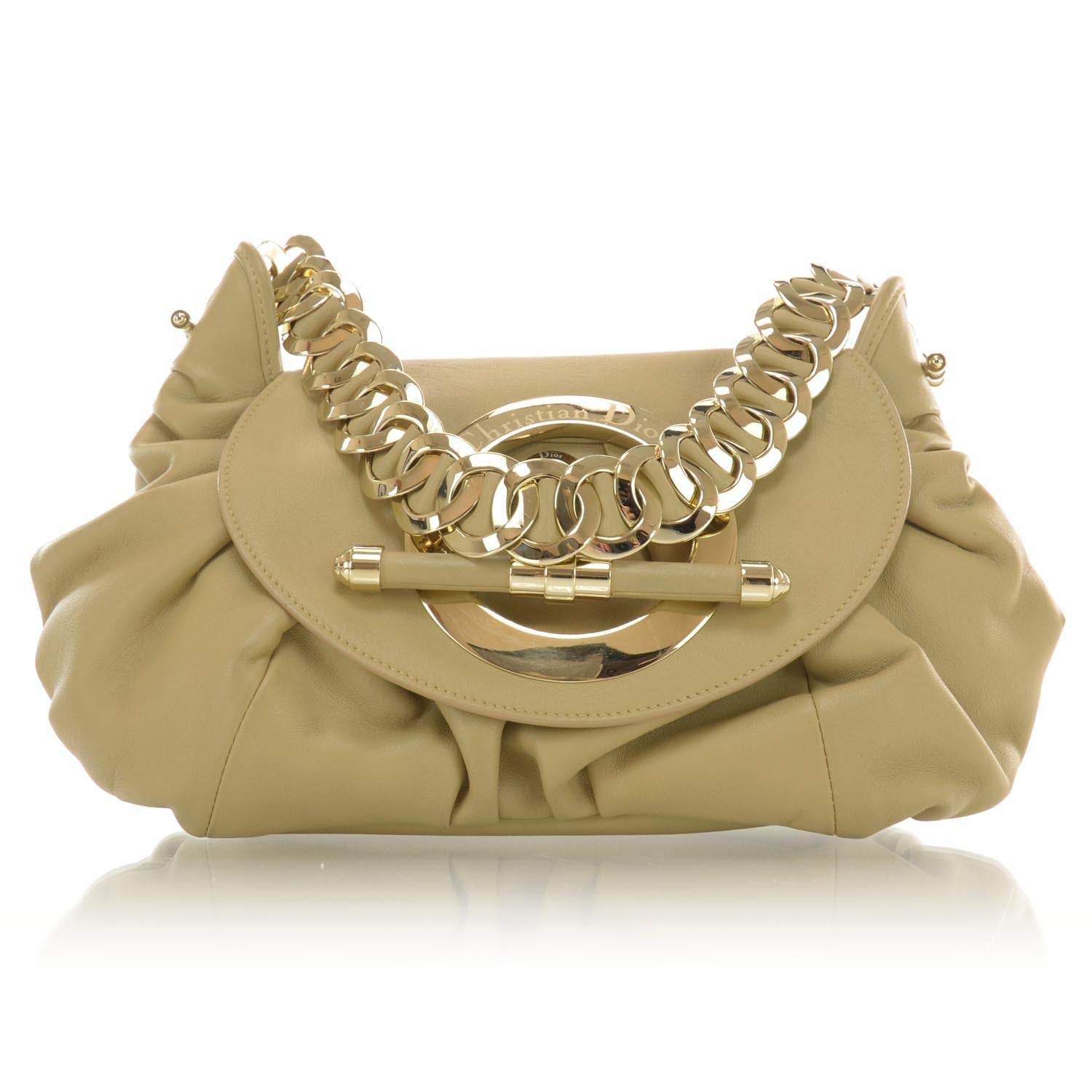 Christian Louboutin CHRISTIAN DIOR Lambskin Jazzclub Shoulder Bag Beige 1 of 7